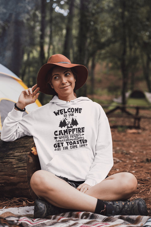 C & Win Sports Welcome To Our Campfire Hoodie White / S - C & Win Sports